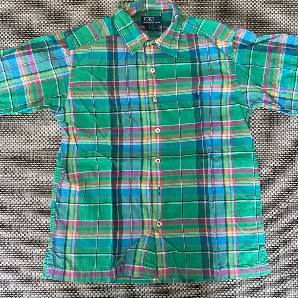 Polo by Ralph Lauren Size 8 Colorful Madras Plaid Boy’s Short Sleeve Shirt